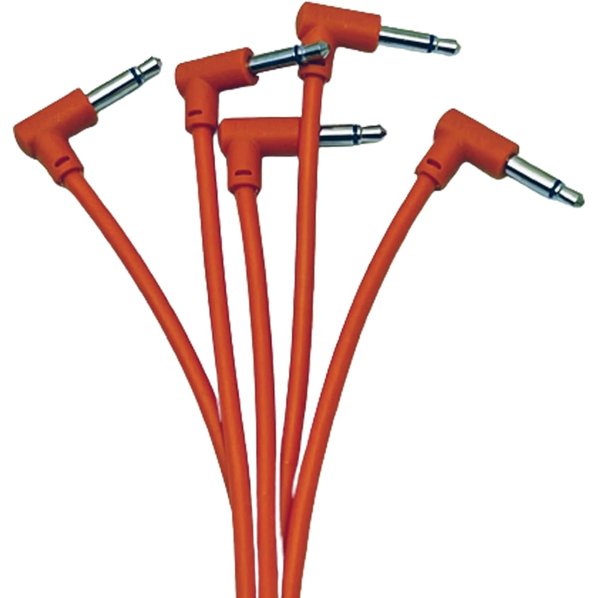 Luigis Modular M-PAR Right Angle Eurorack Patch Cables Orange Cables Pack of 5 4" (10cm)