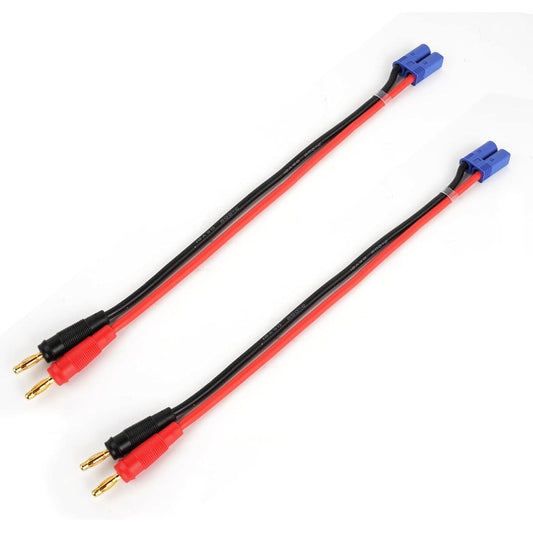 Aorika RC 2pcs EC5 Male Connector - 4.0mm Banana Male Plug Lipo Battery Charging Cable 30cm Silicone Wire Charging Cable Adapter RC Car Helicopter Toy 12 Gauge Wire