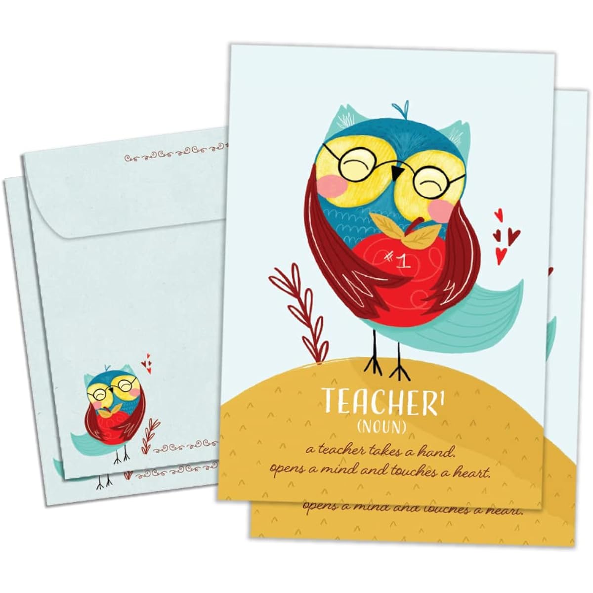 Tree-Free Greetings Thank You Teachers 2 Pack 5"x7" Greeting Cards with Matching Envelopes, Eco Friendly, Made in the USA, 100% Recycled Paper, Heartfelt, for Teachers/Teacher Definitions (GT64434)