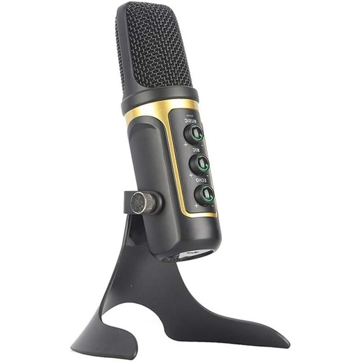 USB Microphone Set with Built-in Sound Card Echo for Vloggers Singing Live Stream Video Conference Professional Condenser Microphone Live Broadcast Accessories (Color: Gold)