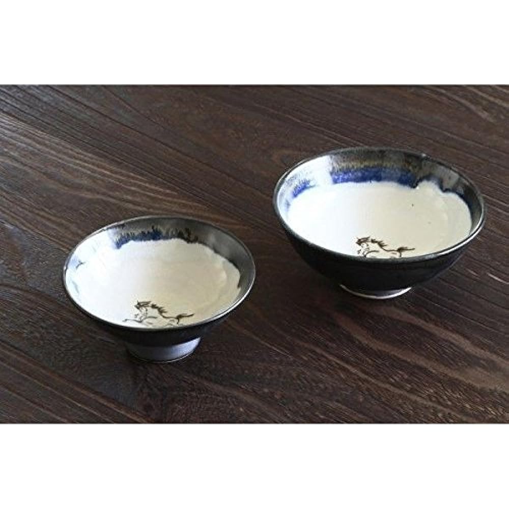 Ohori Soma ware Matsunaga kiln rice bowl black small
