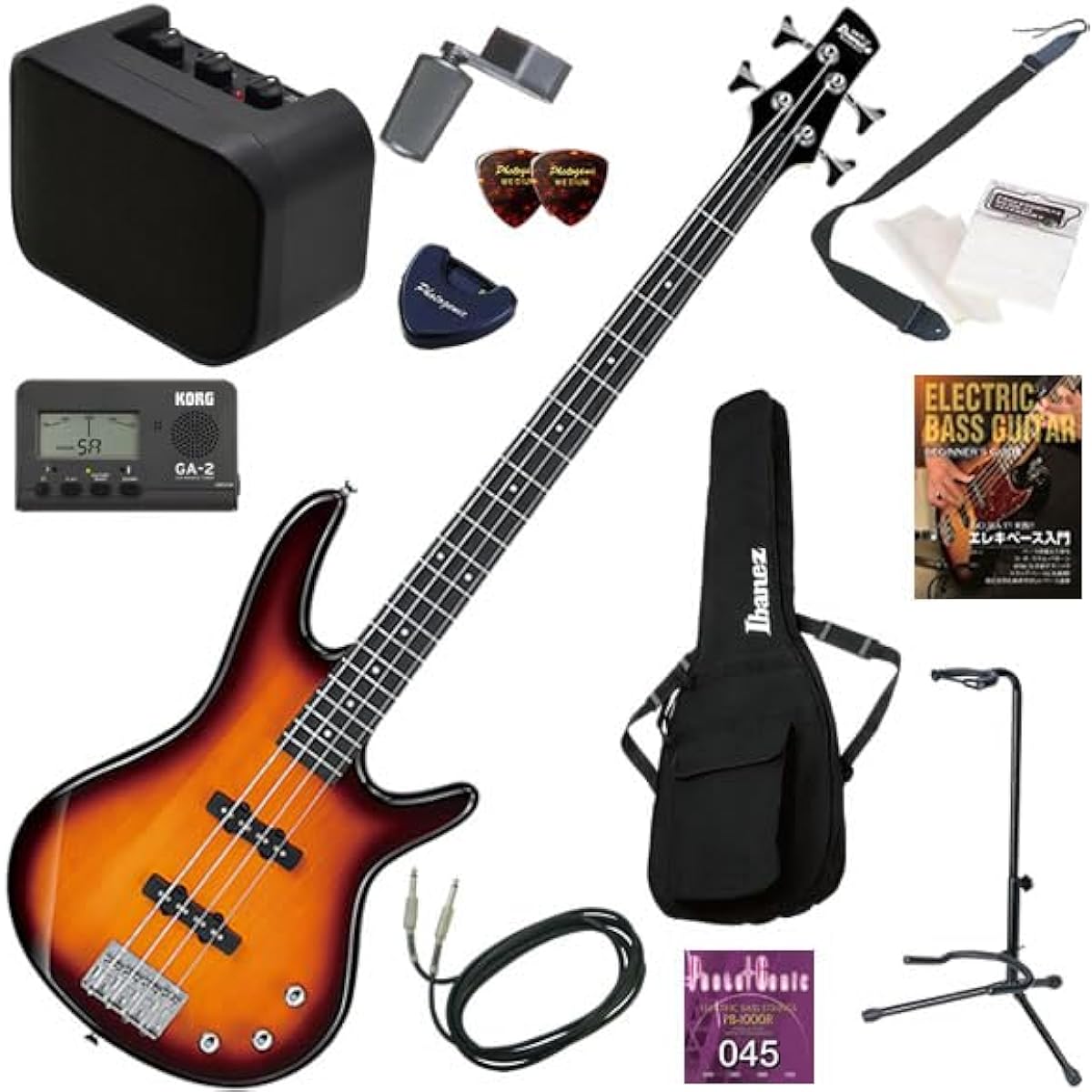 Ibanez Electric Bass Beginner's Guide GIO Series Easy 13-piece Set with Mini Amp GSR180/CM (Copper Metallic)