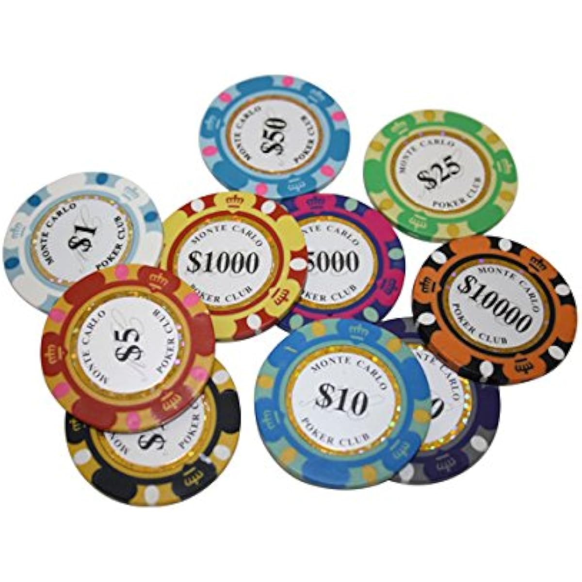 1000pcs 14g MC Poker Clubs Poker Chips Bulk - Holding Case Not Included