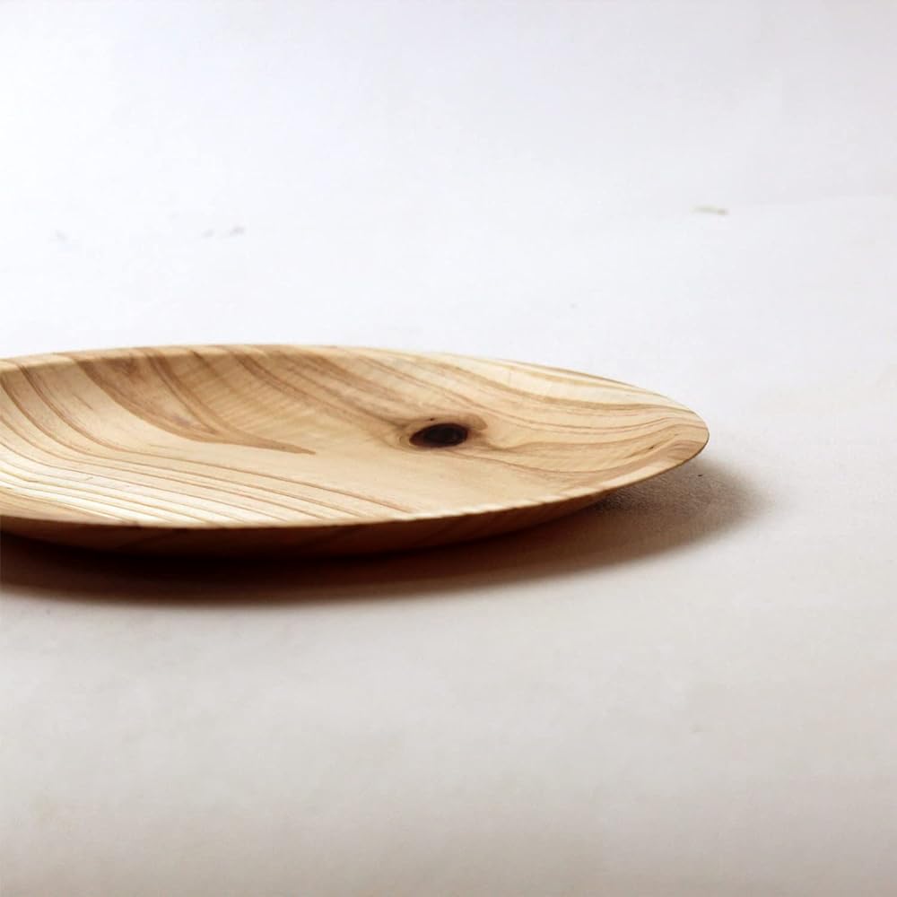 KIZARA Round Plate Set of 100, Wooden Plate Like Paper Plate, Japanese Lacquerware, Cherry Blossom Viewing, Disposable Wooden Plate, Paper Plate, Plate, Pasta Plate, Curry Plate