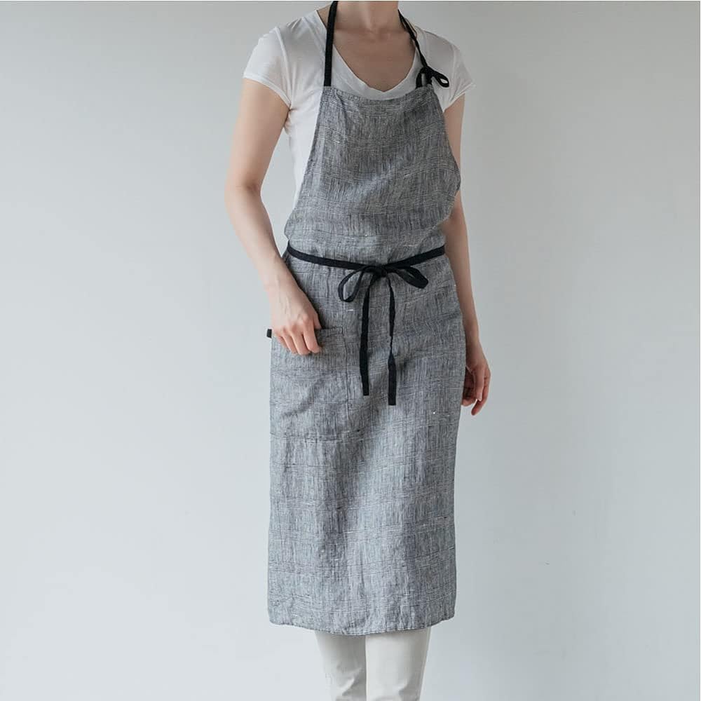 [Lino e Lina] Lino Elina Apron Full Apron Manon Manon A326 Katran Women's Men's Kitchen Plain Linen Hemp Simple Long Length Gift Present