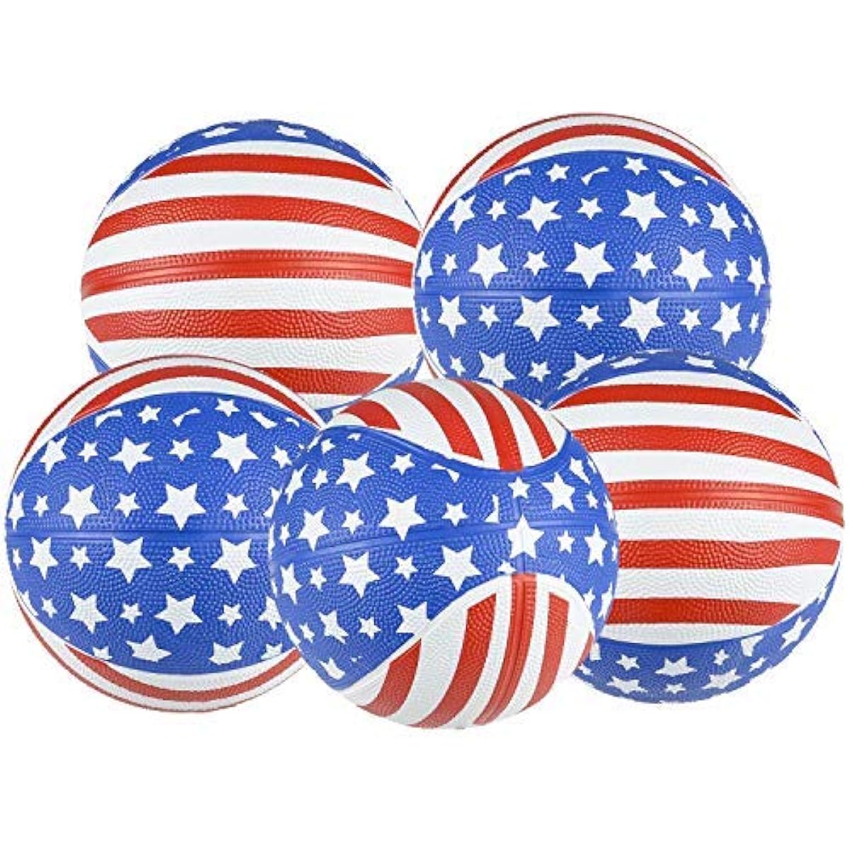Bottles N Bags Mini Basketball | Patriotic Red White & Blue | 7" Mini Basketball Indoor/Outdoor Fun Shooting Hoop ● Great Game Giveaway ● Made from Durable Rubber