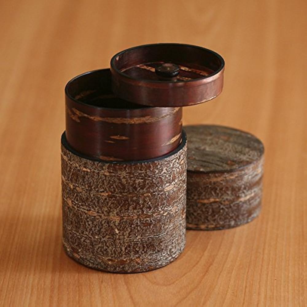 Fujiki Denshiro Shoten Leather tea caddy (medium length) Marbled leather 33294