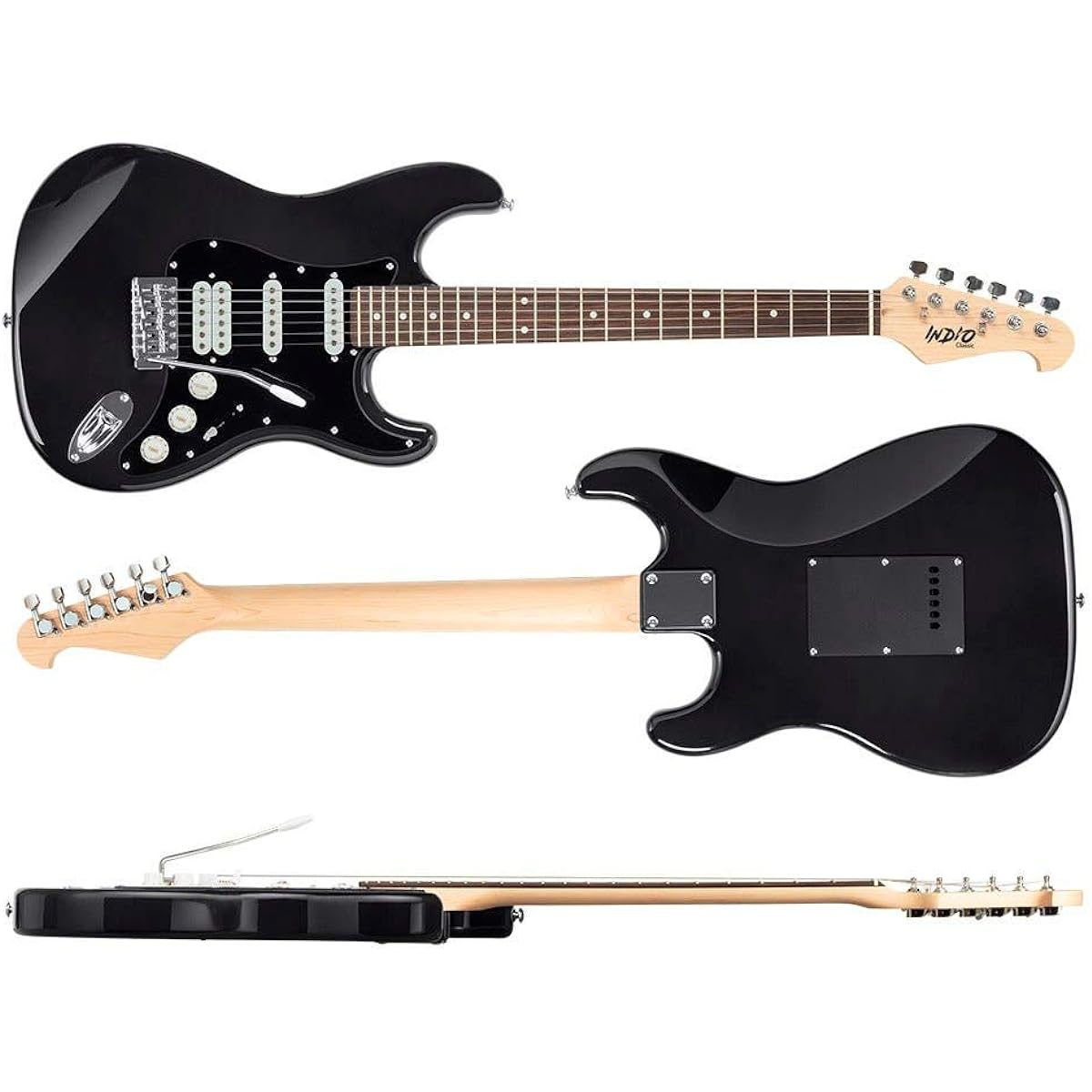 Monoprice 6-String Solid Body Electric Guitar Ambidextrous Black (610370)
