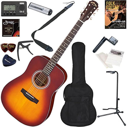 ARIA Acoustic Guitar Beginner's Set, Easy 13-piece Set AD-211/TS (Tobacco Sunburst)