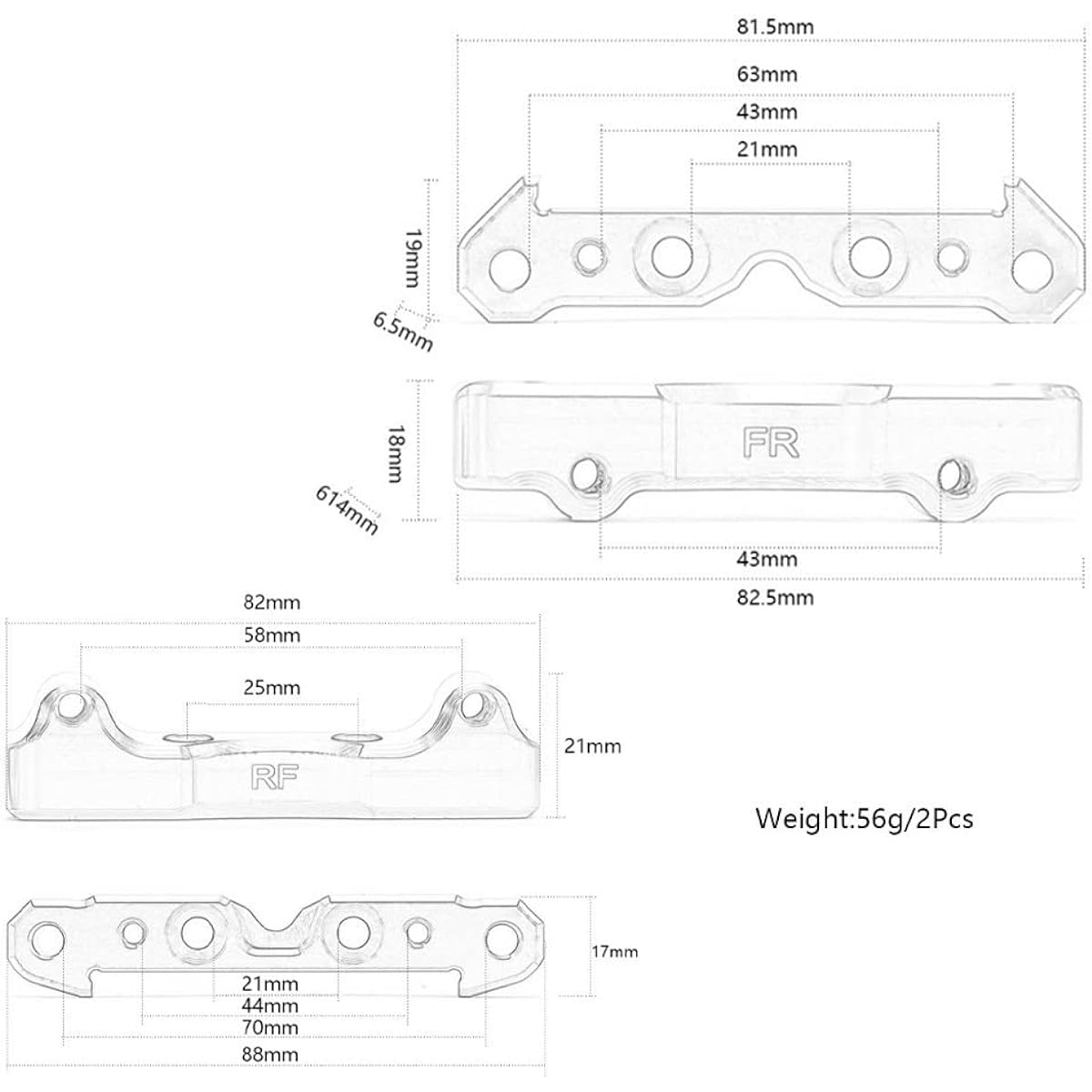Aluminum Front Rear Suspension Hanger Lower Arm Mount RC Car 1/5 ARRMA 8S Kraton Outcast Upgrade Parts # ARA330555 ARA330557 ARA330556 ARA330594 (Red)