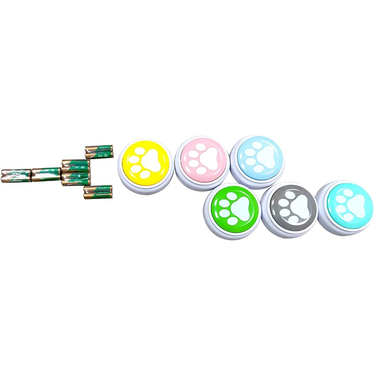NESIGHTION includes 6 buttons that can record 30 seconds of sound. Perfect for owners to interact with pets and children. Includes batteries