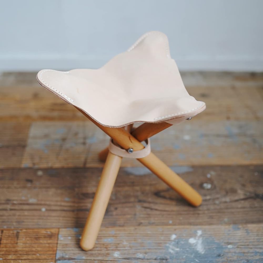 romo tanned leather cowhide tripod folding chair sansa chair made in Japan camping chair hunting chair outdoor hunting chair compact portable hunting storage easy disassembly assembly goods