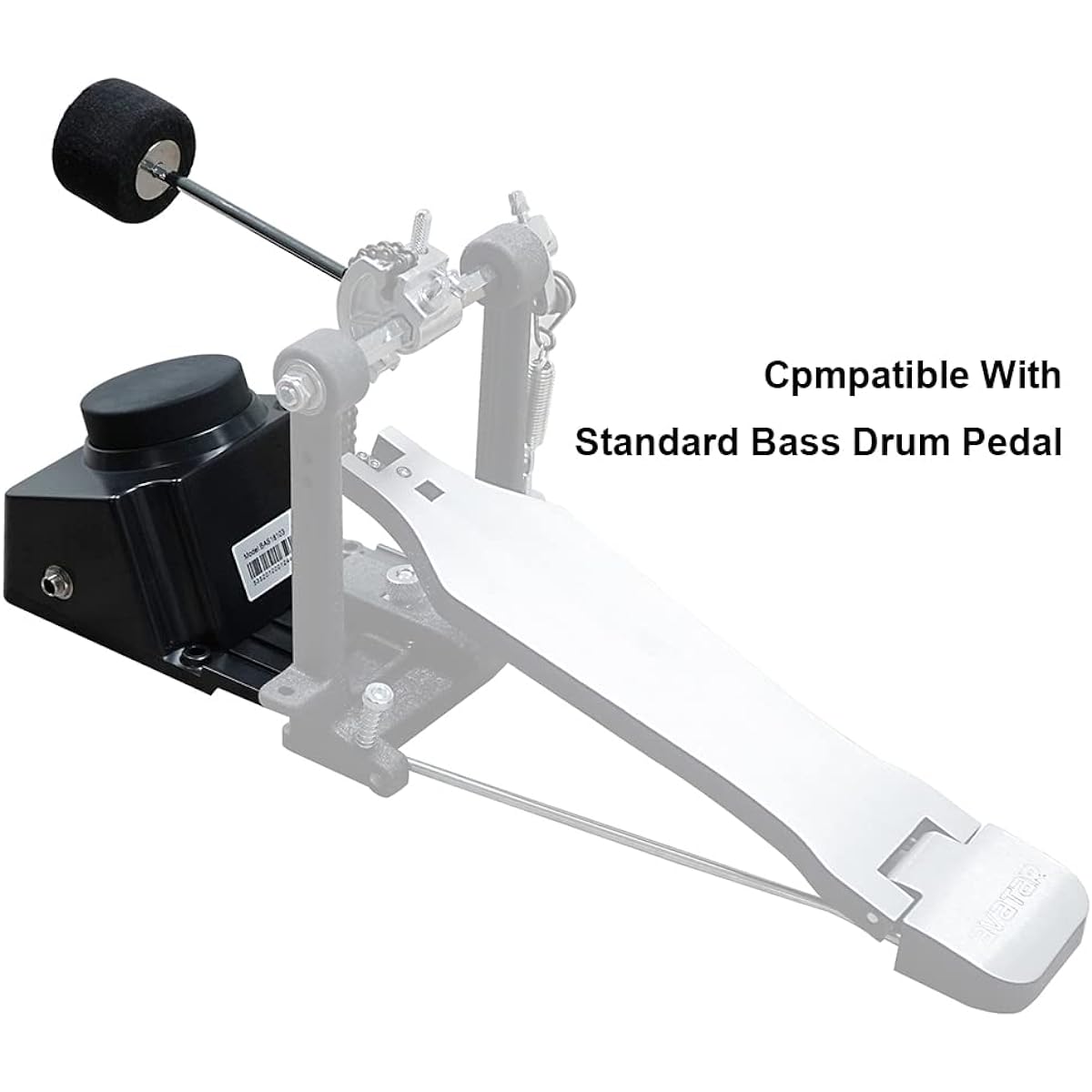 HXW Bass Drum Trigger Realistic Kick Drum Pad with Felt Beater Hammer Percussion Pad Multi Pad Electric Drum Set