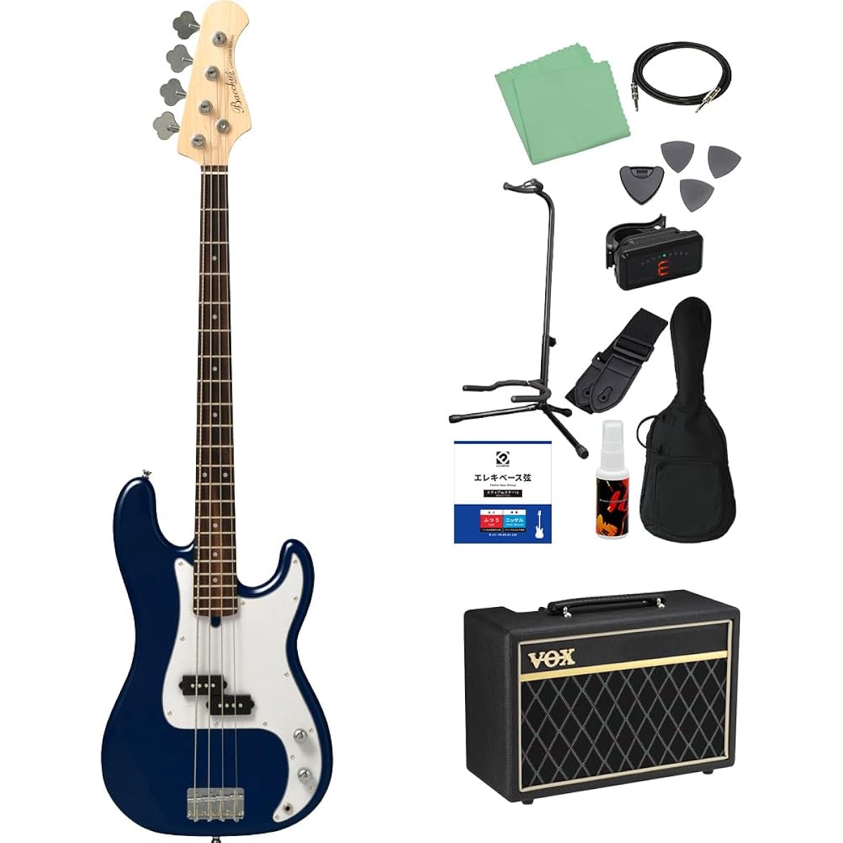 Bacchus BPB-1R DLPB Dark Lake Placid Blue Bass Beginner 12-piece Set [With VOX Amplifier] Precision Bass Type Bacchus
