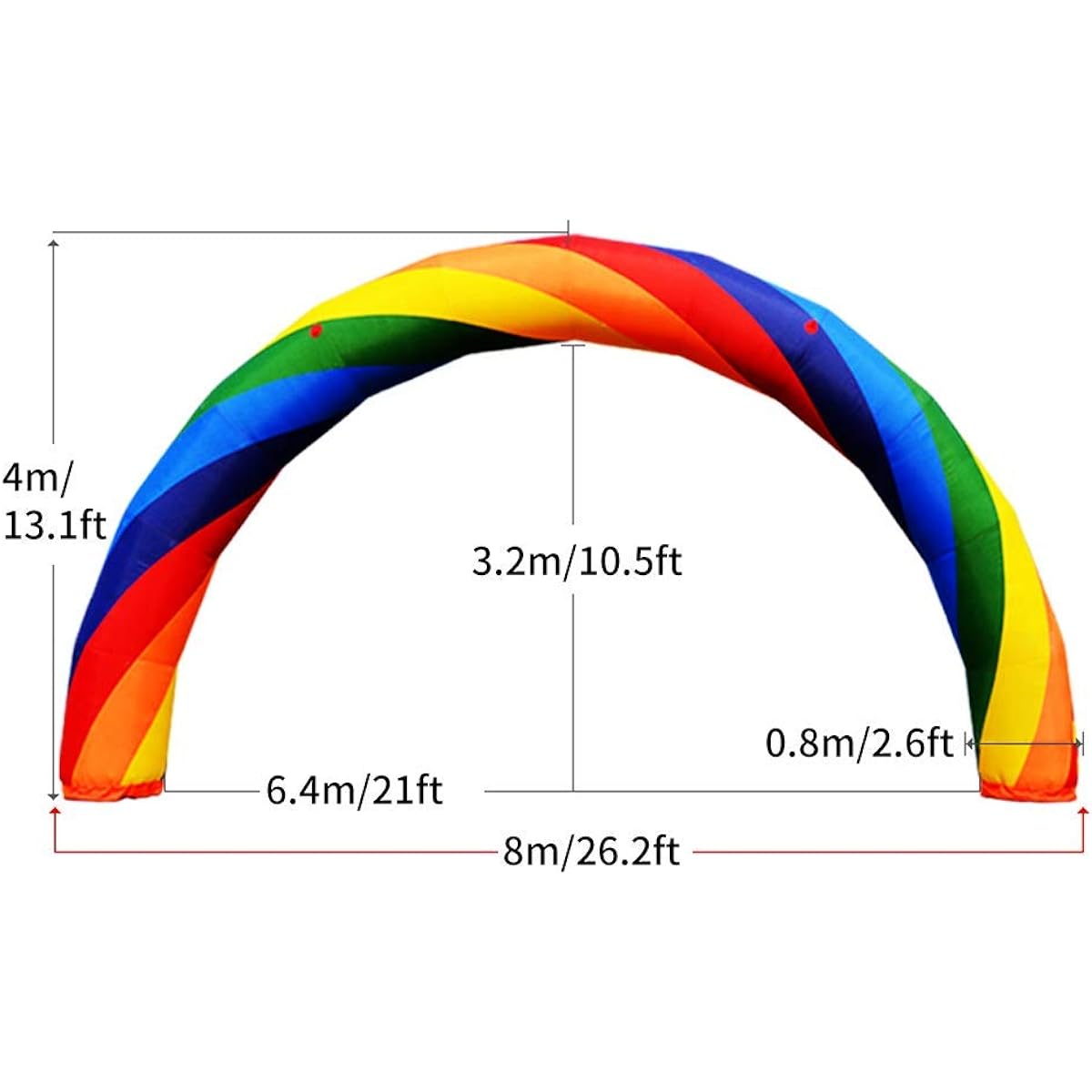 Air Blow Arch Inflatable Arch Air Arch Event Arch Rainbow Arch Available in 6 Colors Event/Party/Wedding/New Year's Party/Marathon/Christmas Easter Inflatable Rainbow Arch 210D (8M)