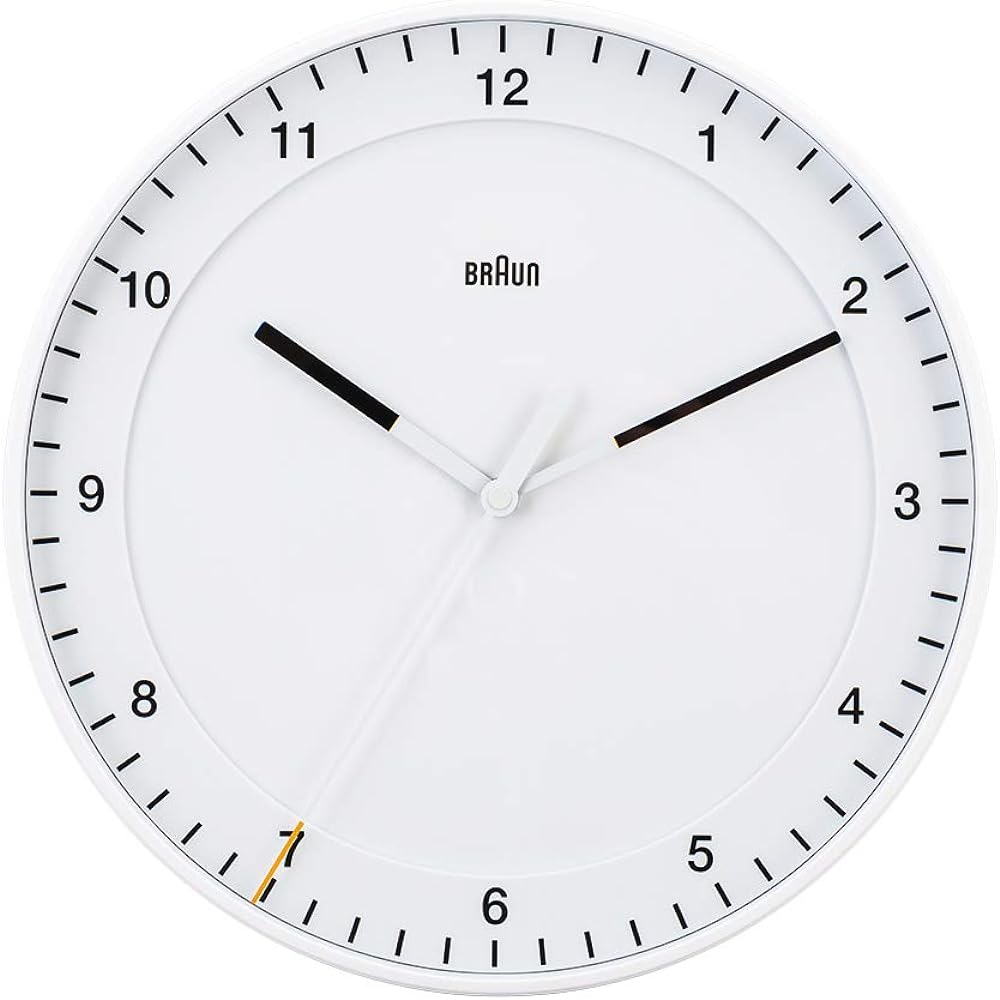 [Brown] BRAUN Clock Wall Clock BC17W White White Classic Large Analogue Wall Clock Wall Clock Analogue Brand Interior [Parallel Import]