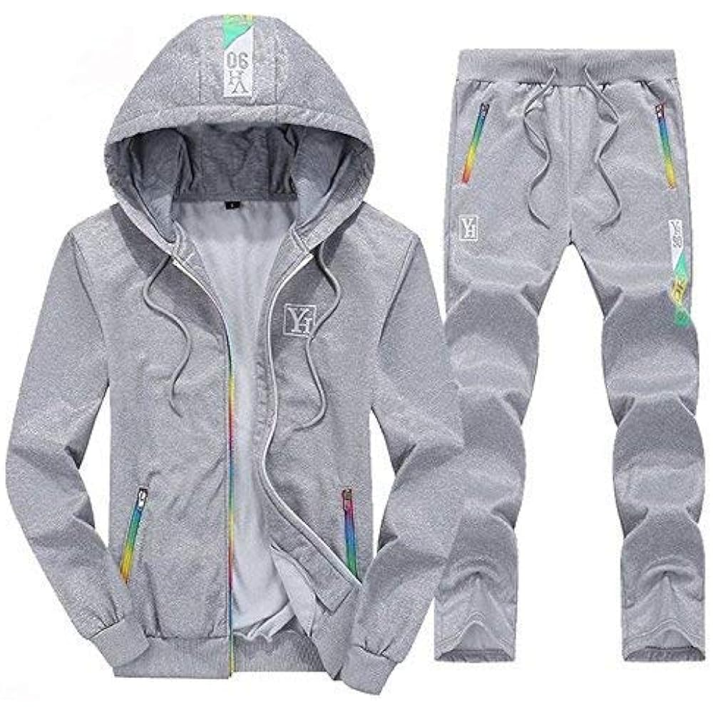 [aspersio] Men's Long Sleeve Sweatshirt Hoodie 2 Piece Set with Hood