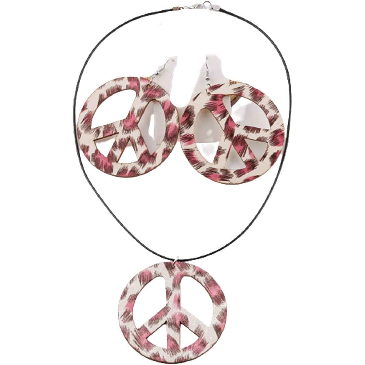 Shymuh 3 Pieces/Set Peace Sign Necklace Peace Sign Earrings Hippie Costume Set Love Peace Sign Hippie Pendant Necklace Hippie Party Dress Accessories 1960s 1970s Jewelry Women Men