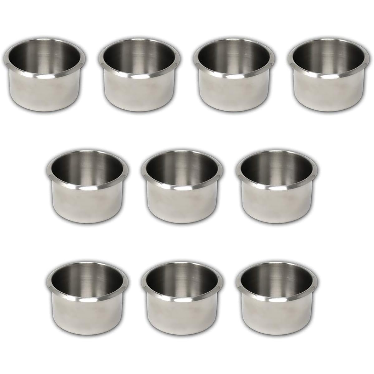 Lot of 10 DA VINCI Drop-In Stainless Steel Poker Table Jumbo Cup Holders (4" Wide)