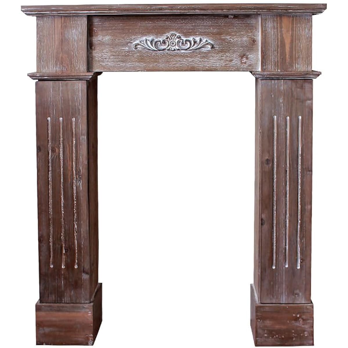 Mantelpiece Fireplace Frame Alsace Fireplace Antique Wood Width 80cm with Storage Fir