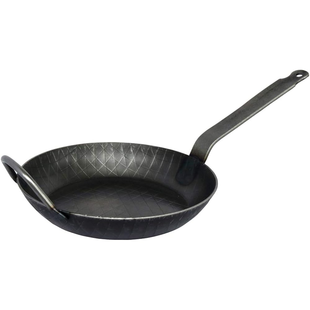 turk iron frying pan (for roasting) (28cm deep with support grip) black