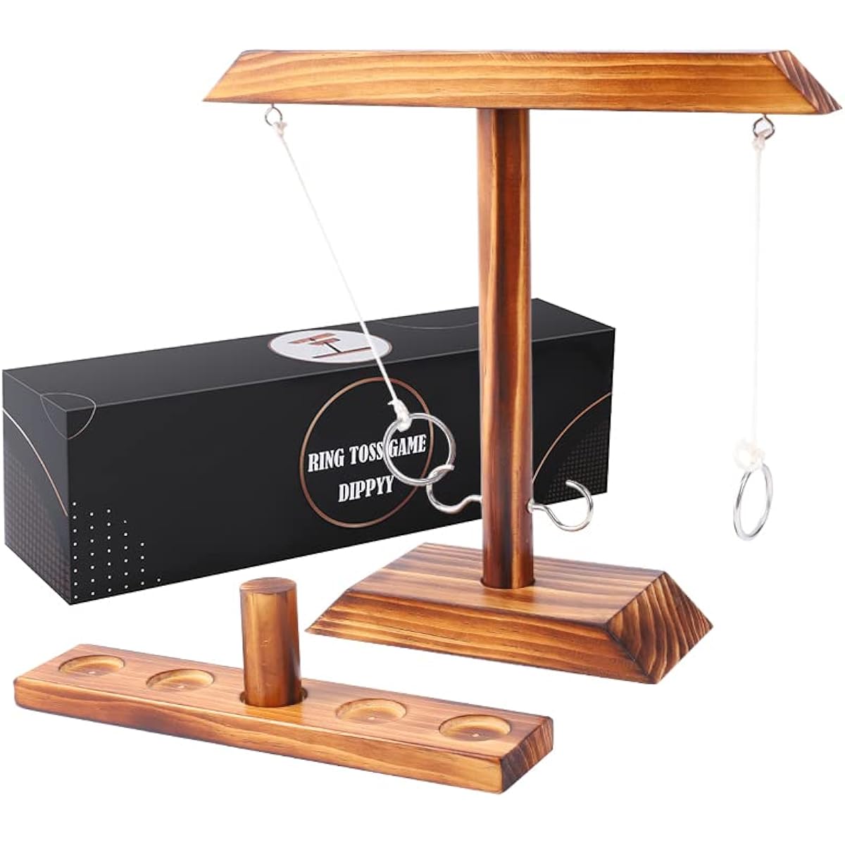 Dippyy Hook & Ring Game for Adults, Ring Toss Game, Ring Game with String, Hook & Ring Toss Game for Adults, 2 Player Battle Hook Game, Tabletop Ring Toss Shot Game for Outdoor Parties, Bars, Family