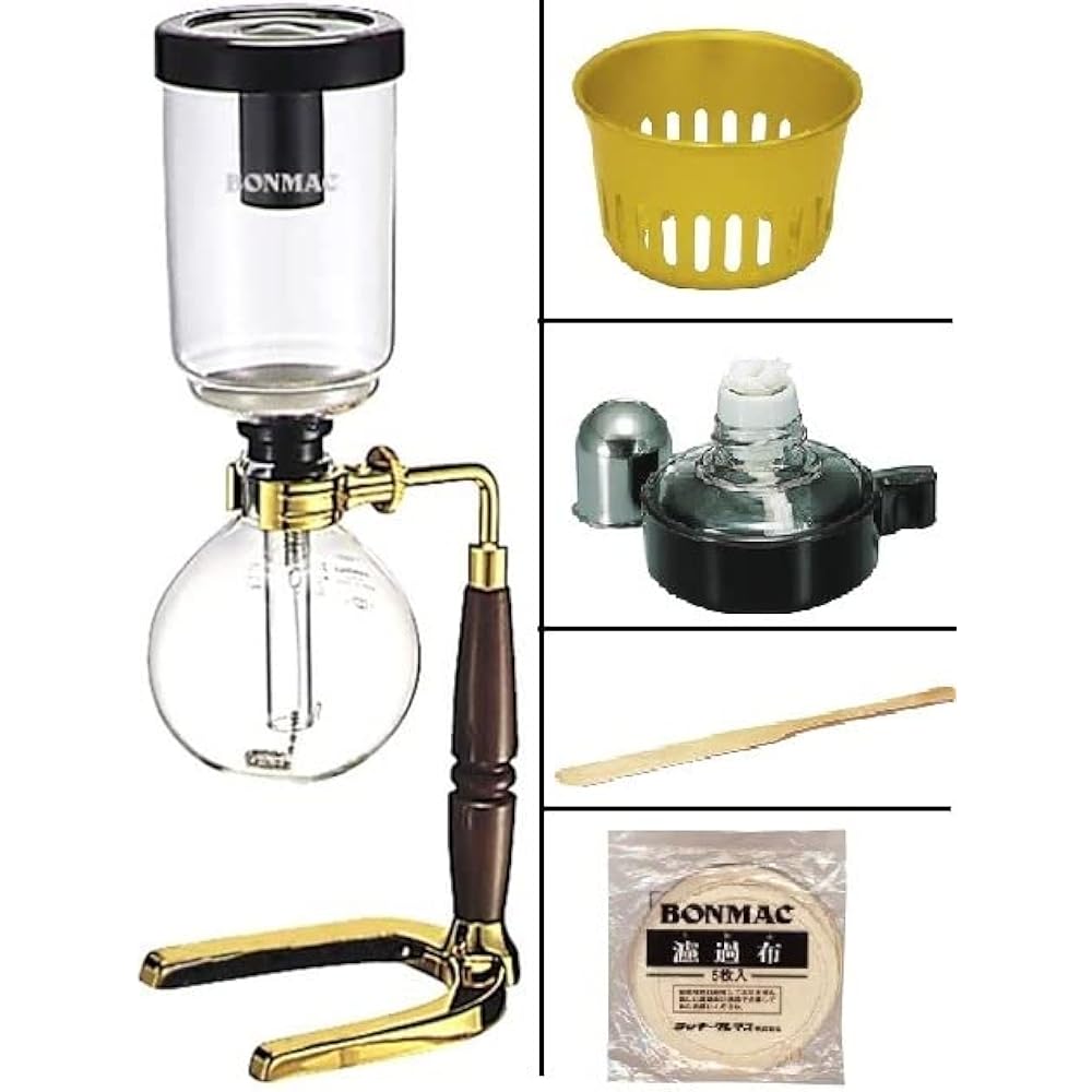 Bonmac Gold Siphon 5-piece set TCA-2GD-BM etc. [Coffee Kobo Nana Set]