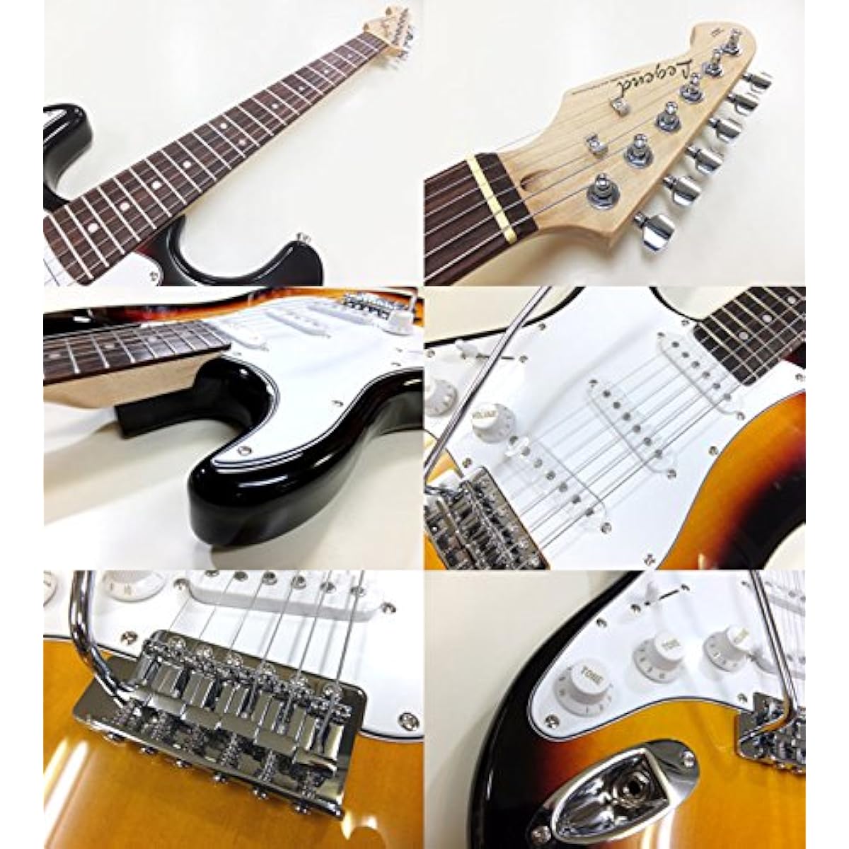 Electric guitar for left-handed beginners, Stratocaster type, with mini amp, 9-piece set, Legend LST-Z LH 3TS [98765]