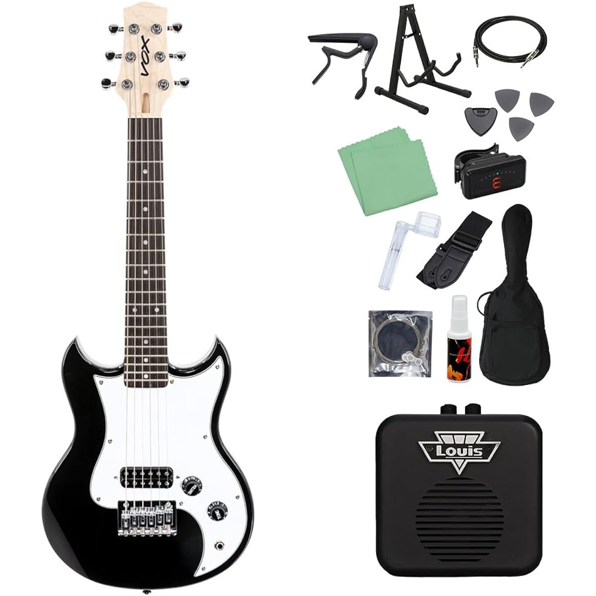 VOX SDC-1 MINI BK (Black) Mini Electric Guitar Beginner 14-piece Set [Includes Mini Amplifier] Mini Guitar Travel Guitar Short Scale Black Box