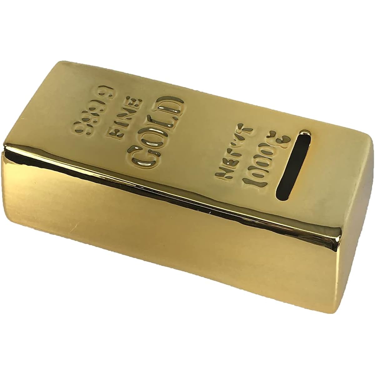 Gold Bar Piggy Bank Coin Saving Ceramic Novelty Gift