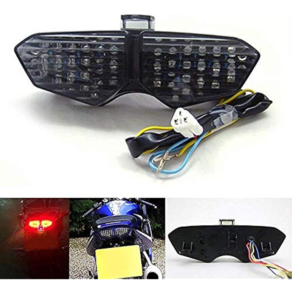 TASWK Motorcycle LED Integrated Tail Light Turn Signal for Yamaha YZF R6 2003-2005 YZF R6S 2006-2008 Smoke Lens