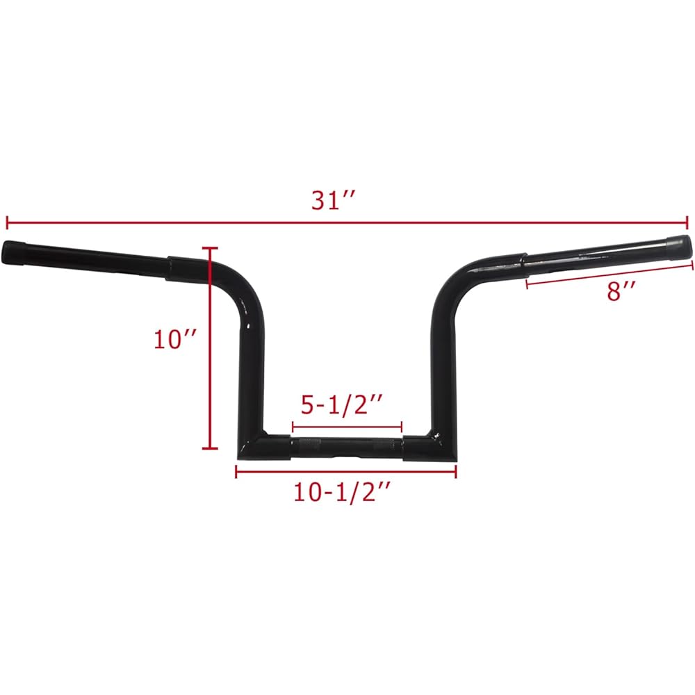 10" Rise 1-1/4" Handlebar Fat Ape Hanger Harley Sportster 883 1200 Softail Dyna Touring Chopper Chubby Custom (Gloss Black)