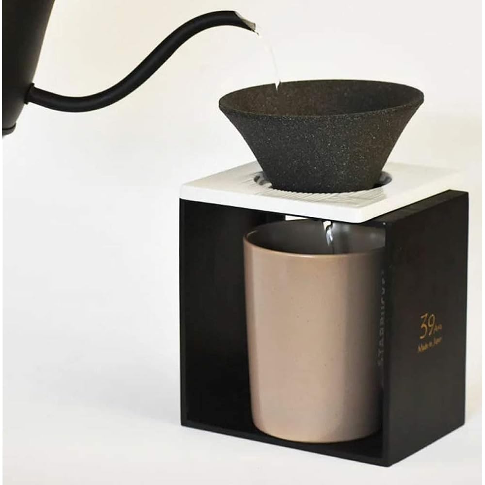 39Arita Ceramic Coffee Filter Premium 3-piece Set (Cerafilter, filter holder, wooden box that can be used as a coffee drip stand)