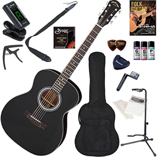 ARIA Acoustic Guitar Beginner's Set Upgraded 15-piece set AF-201/BK (Black)