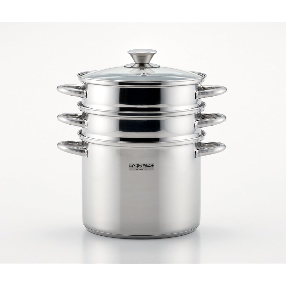 Tamahashi Tsutomu Ochiai IH200V Compatible Steam & Pasta Pot 20cm LB-177 Silver