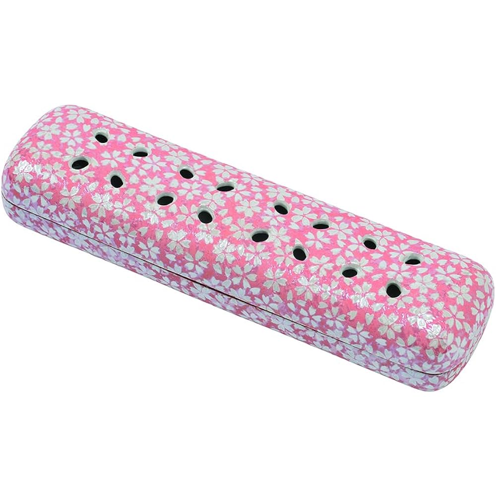 Incense stick plate for lying down, incense holder, Buddhist utensils, incense burner, interior decoration, meditation, relaxing, stylish, cute, incense holder, modern, small, for Buddhist altars, cherry blossom pattern pink, large, 19.8 x 6.5 x 3.6 cm,