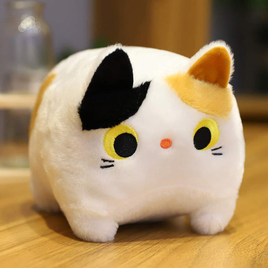 AmyToo White Cat Plush Kitty Soft Cube Stuffed Animals Square Cat Doll Plush Toy Home Decoration for Boys and Girls Toddlers Birthday Gift