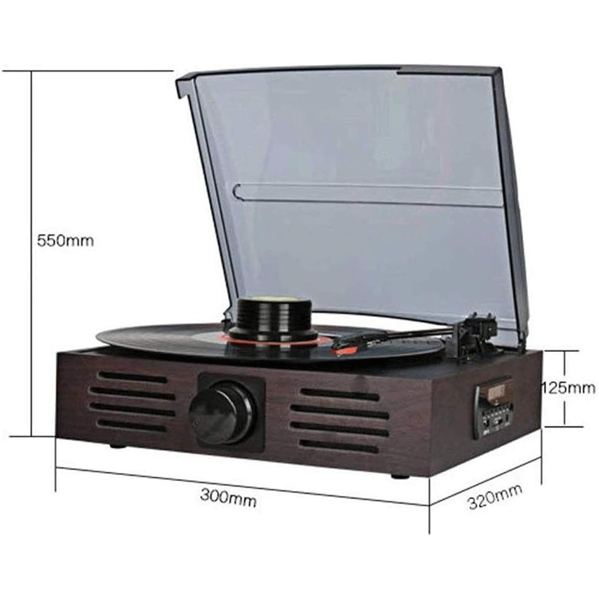 Record Player, Music Box Vinyl Record Player Turntable, 3 Speed Portable Stereo Turntable with Built-in Speaker,