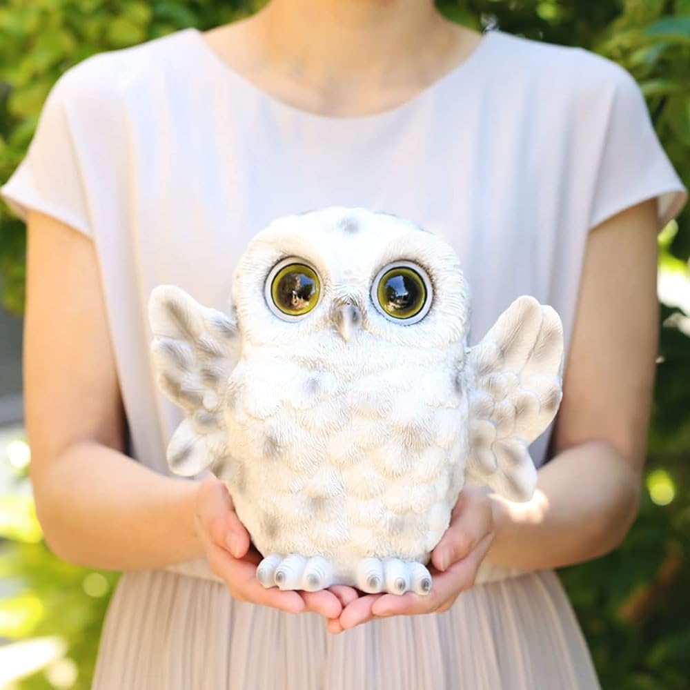 [Devalier] mo05 Owl Figurine Owl Resin Gift Birthday Present Perfect Present (Owl BW)
