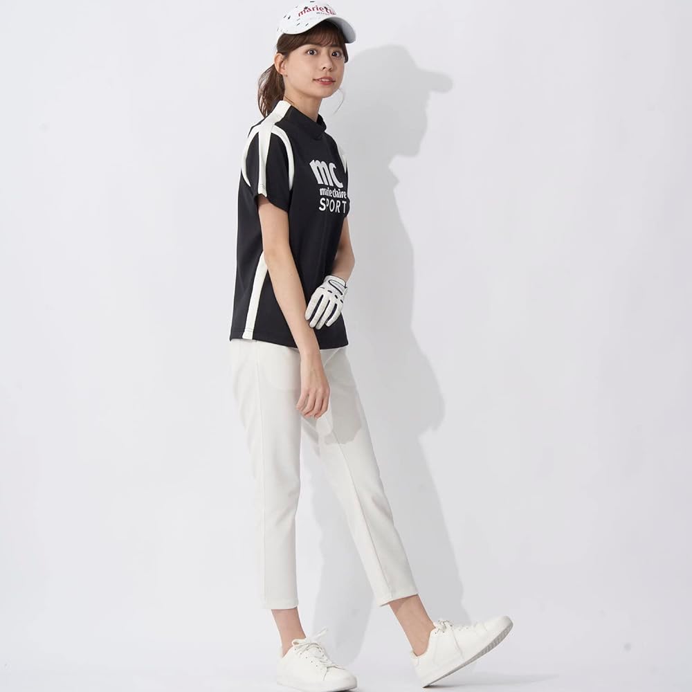 [Marie Claire] Golf Shirt, Sideline Mock Neck Shirt, Short Sleeve, Women's Golf Wear 713614