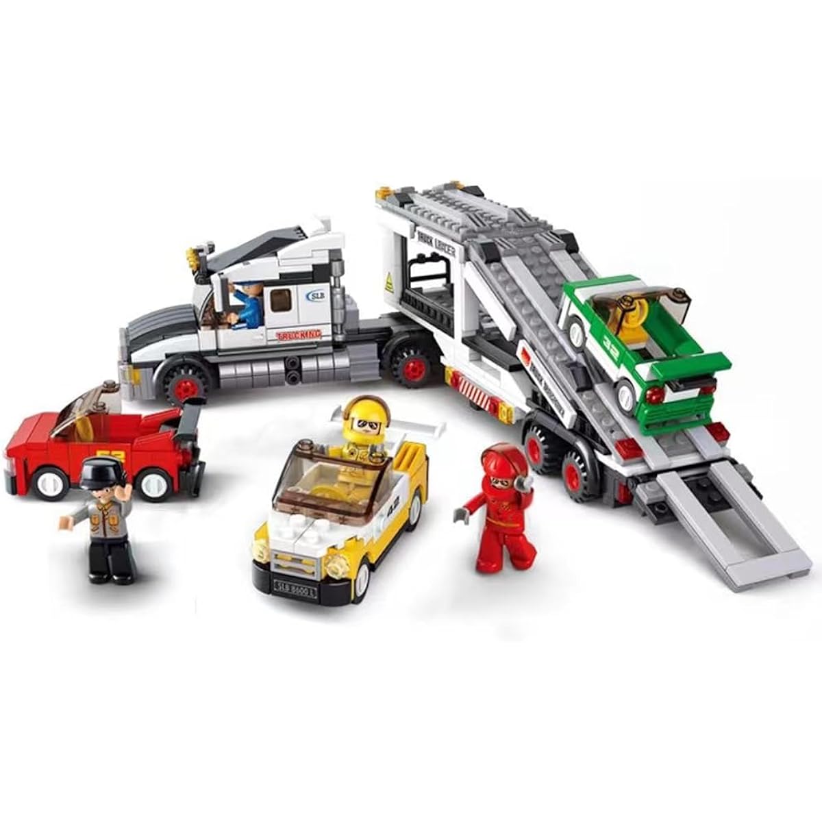 ENHANA Building Blocks Transport Vehicle Trailer Heavy Duty Work Truck Building Set Toy Classic Long Hauler Tractor Trailer for Ages 6+ Kids Teens Adults 638 Pieces