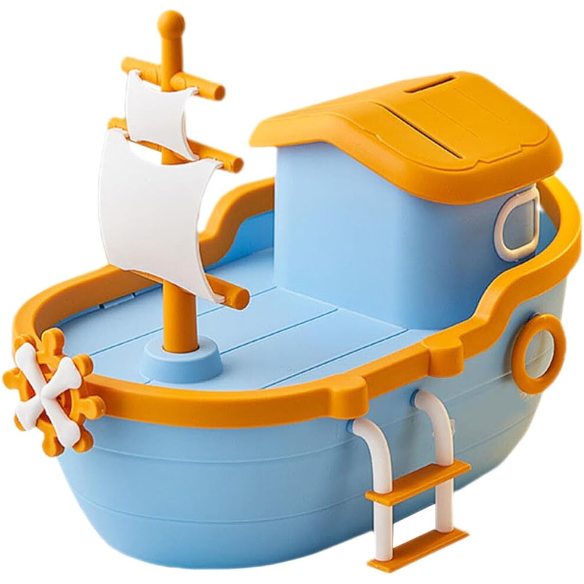 Veemoon Piggy Bank Pirate Ship Money Bank Unbreakable Plastic Coin Bank Money Box for Kids Pirate Ship Toy Yacht Statue Birthday