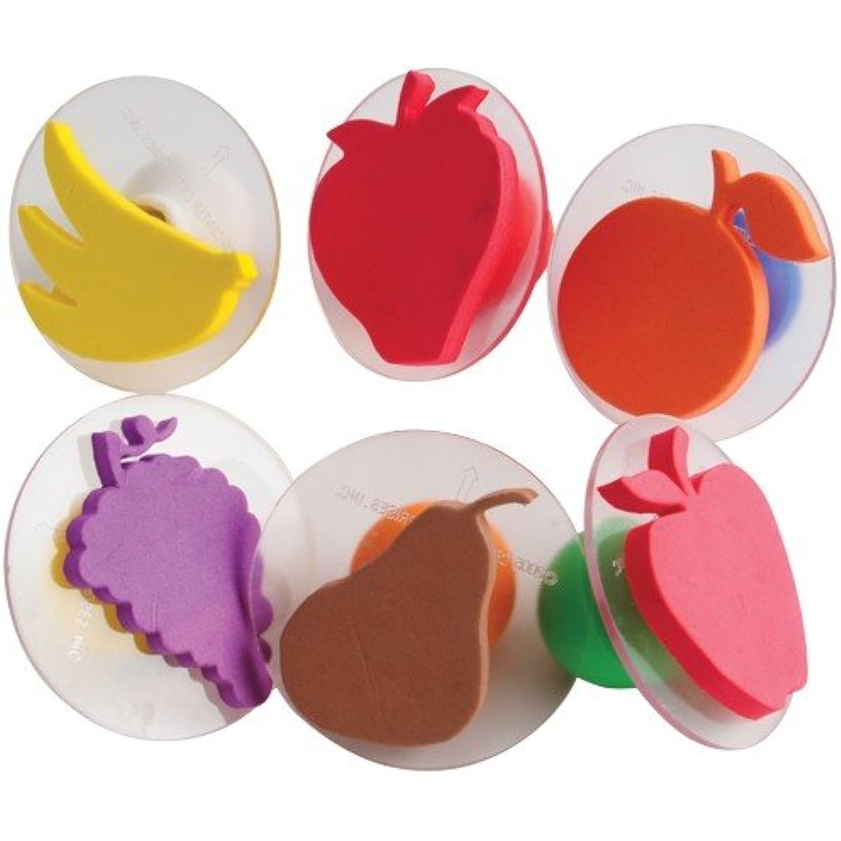 Constructive Playthings 12 3" Tall Fruits and Vegetables with Large Knobs Stamp Set # Ages 18+