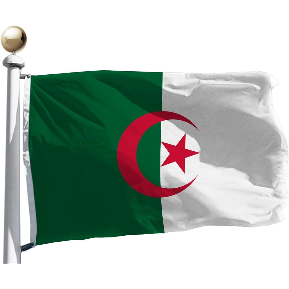 Algeria Flag 3x5ft Outdoor Large Medium Outdoor Double Sided Canvas Header and Double Stitched Brass Grommets for Easy Display Algeria Flag