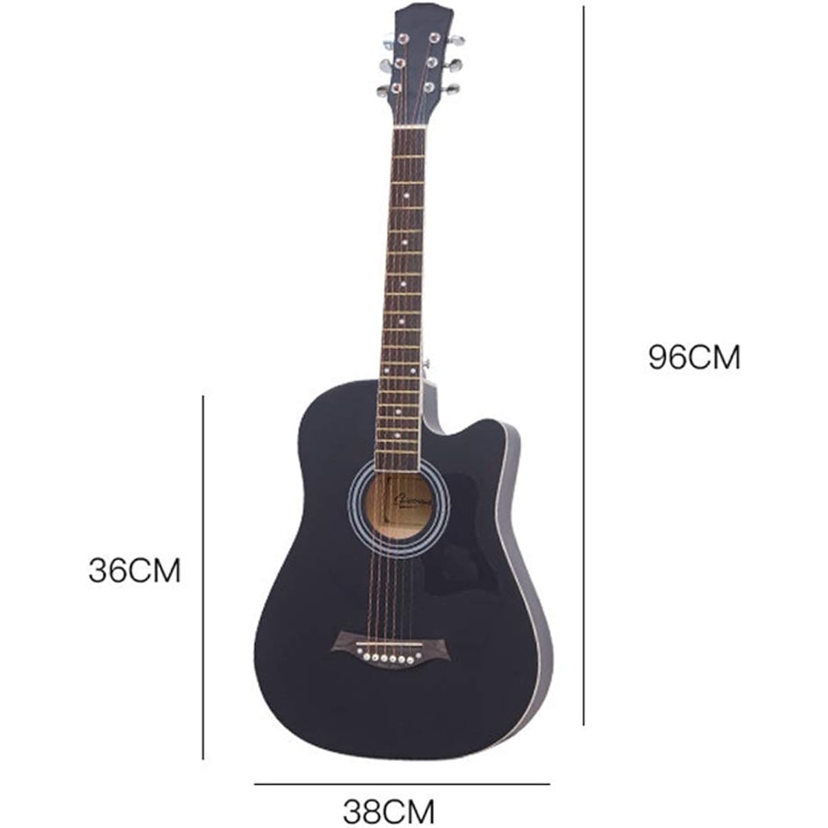 Beginner's Practice Guitar Full-Size Solid Wood Veneer Guitar Beginner Classical Guitar for Elementary School Students and Adults Beginner Guitar (Color: Black, Size: 38 inches)