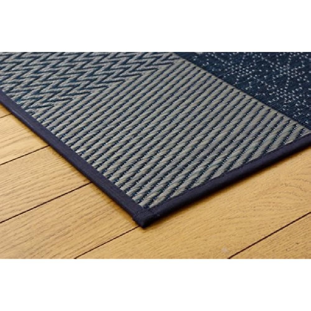 Ikehiko Igusa Hanagoza DX Kyoto Sashiko Edoma 3 tatami mat approx. 174 x 261cm Blue Made in Japan Back Non-woven fabric #4114203