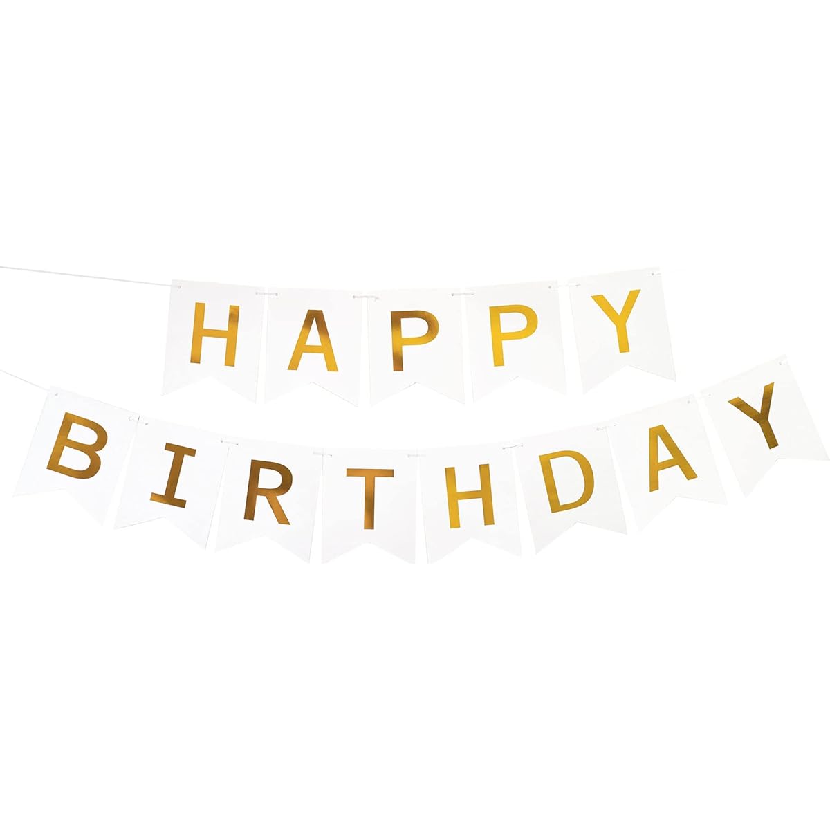 White Gold Happy Birthday Banner Large Assembled Birthday Sign Birthday Party Decorations Supplies