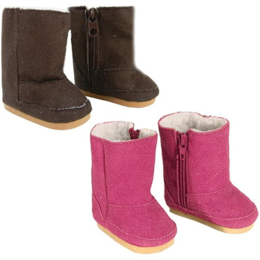18 Inch Doll Boots 2 Pair Set, Our Faux Suede Ewe Boots will Fit American Girl Dolls & More! Doll Shoe Set of 1 Pair Hot