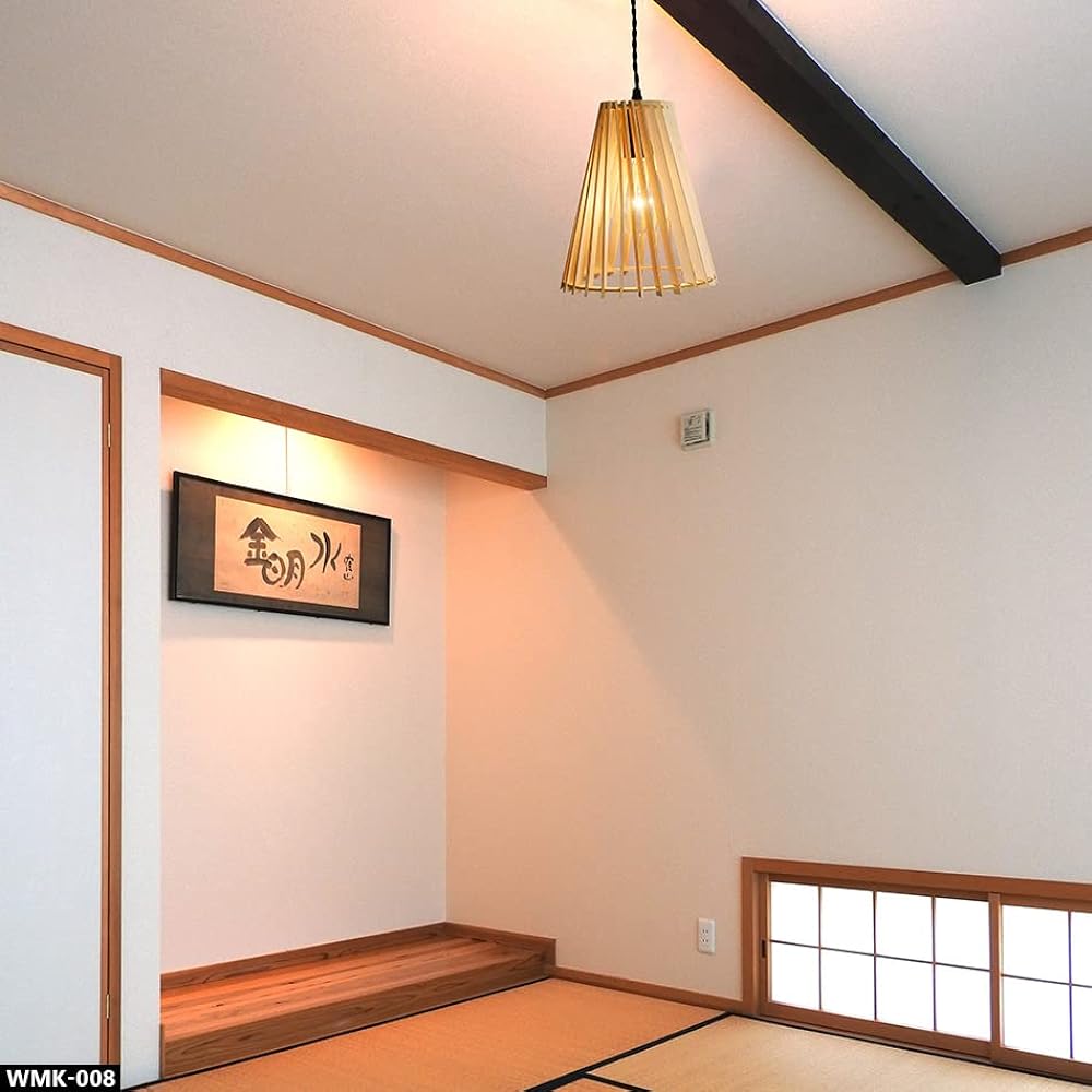 Moola Pendant Light WAMOKKU Japanese Room Lighting Japanese Modern LED Compatible Wood Shade Wood Lighting Fixture (WMK-08 (Natural))