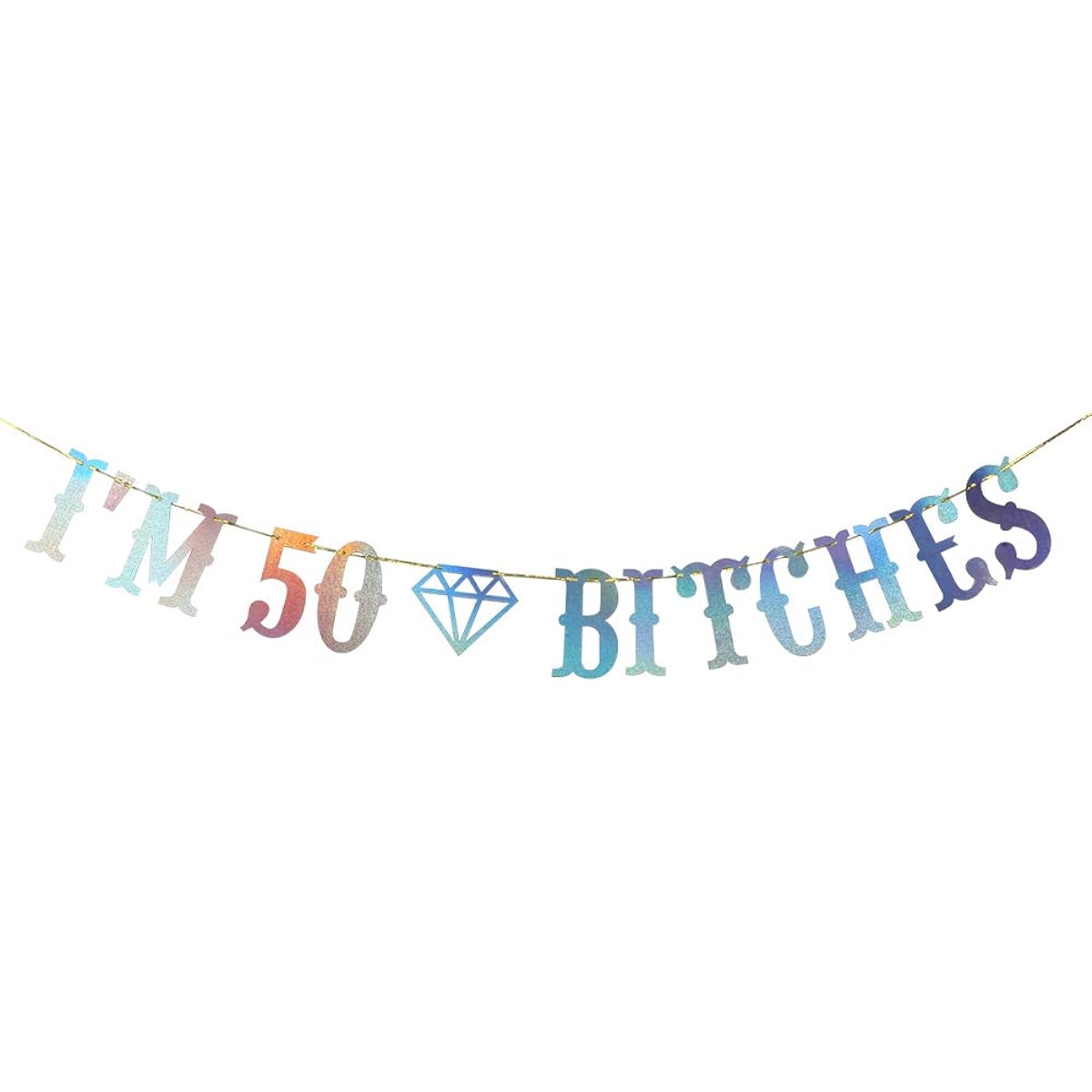 I'm 50 Bitches Banner - Happy 50th Birthday Cheers & Beers to 50 Years Funny 50th Birthday Sign Laser